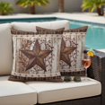 thumbnail image 4 of Texas Star Vintage Outdoor Waterproof Pillow Covers, Brown Retro Art Red Berry Wooden Decorative Square Throw Pillowcase Sofa Cushion Sham for Patio/Couch/Chair, 20"x20" 2 Pack, 4 of 8