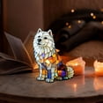 thumbnail image 5 of YaoZQ Samoyed Dog Night Light Sitting Puppy Resin Statue Stained Glass Style Animal Lamp for Bedroom Decor 6.7 Inch, 5 of 6