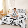 thumbnail image 4 of Manfei Sporty Motorcycle 7-Piece King Bedding,Checkerboard Pattern King Bed in a Bag,White,Reversible, 4 of 7