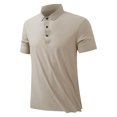 thumbnail image 2 of IYTR Mens Athletic Shirts Summer Button Up Turndown Collar Casual Solid Color Comfy Fashion Short Sleeve T Shirts Hikking Fishing Shirts Beige L, 2 of 6