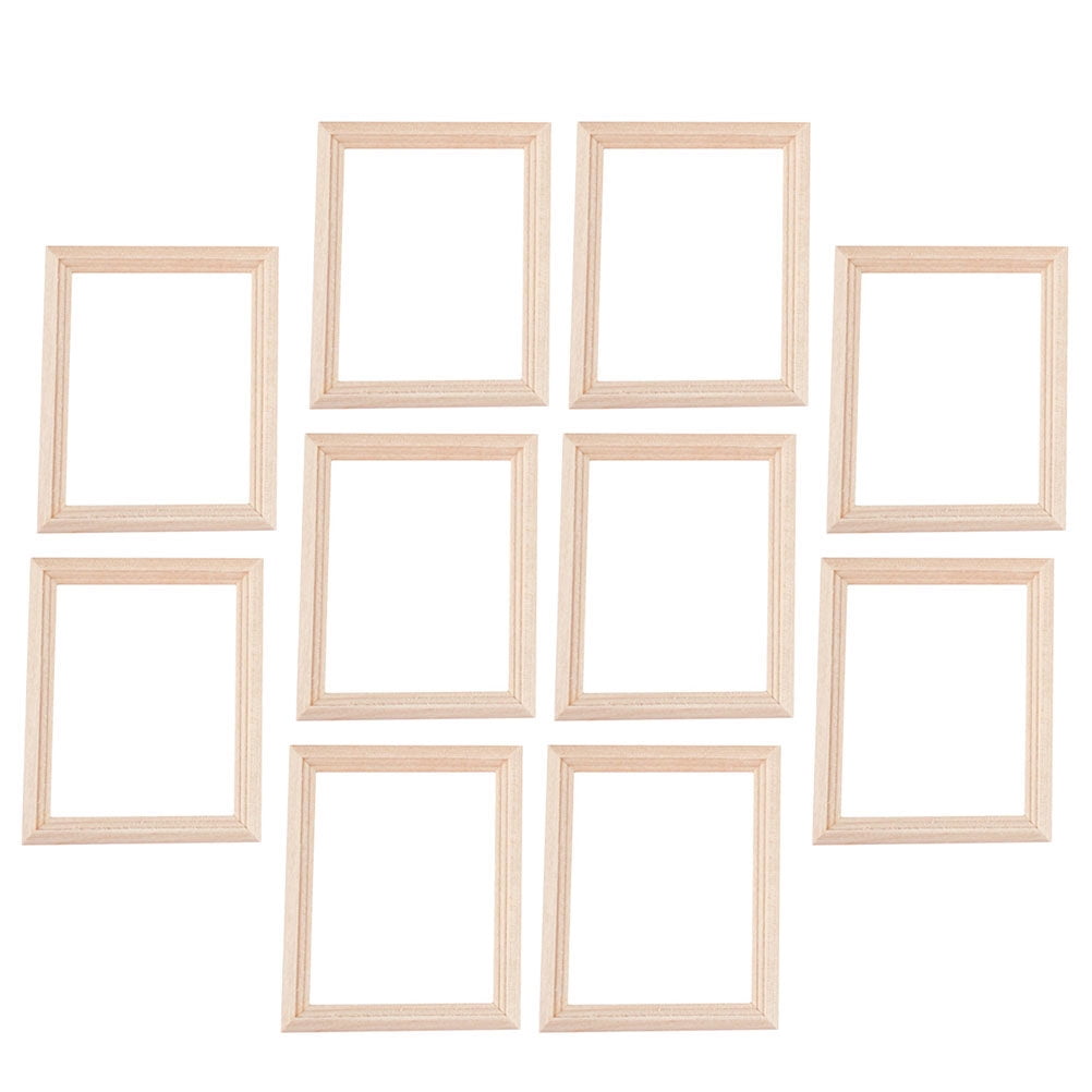 Gymnture Miniature Wooden Furniture Vintage Frames for Dollhouse Decoration