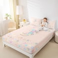 thumbnail image 3 of Castle Fairy Flower Balloon Letter J Queen Sheet Sets 4 Pieces for Girls,Pastel Initial Bed Set, 3 of 6