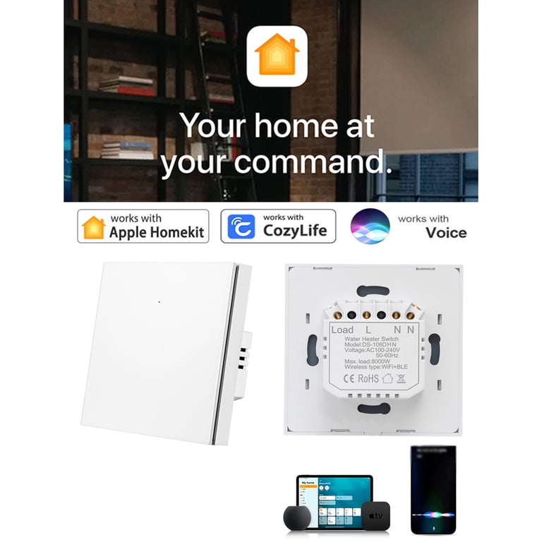 Walmeck Homekit Water Heater Switch Water Boiler WiFi BLE Dual Mode Light  Switch Timer Panel Switch High Power Compatible with and Home for Voice  Control - Walmart.com