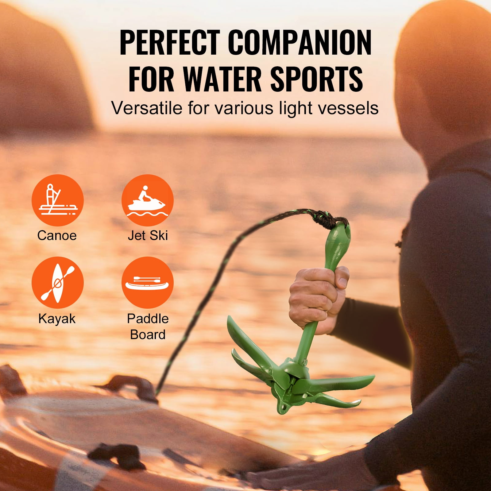 KFFKFF 3.5 lb Paddle Board Anchor Kit Kayak Anchor Kit with 26.2 ft Rope and Buoy