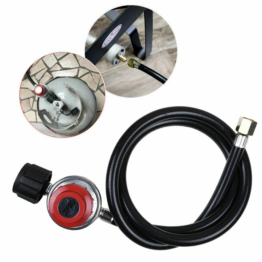 TOPCHANCES Propane Single Burner Cast Iron Camping Stove with Regulator and Hose for Outdoor BBQ Grill