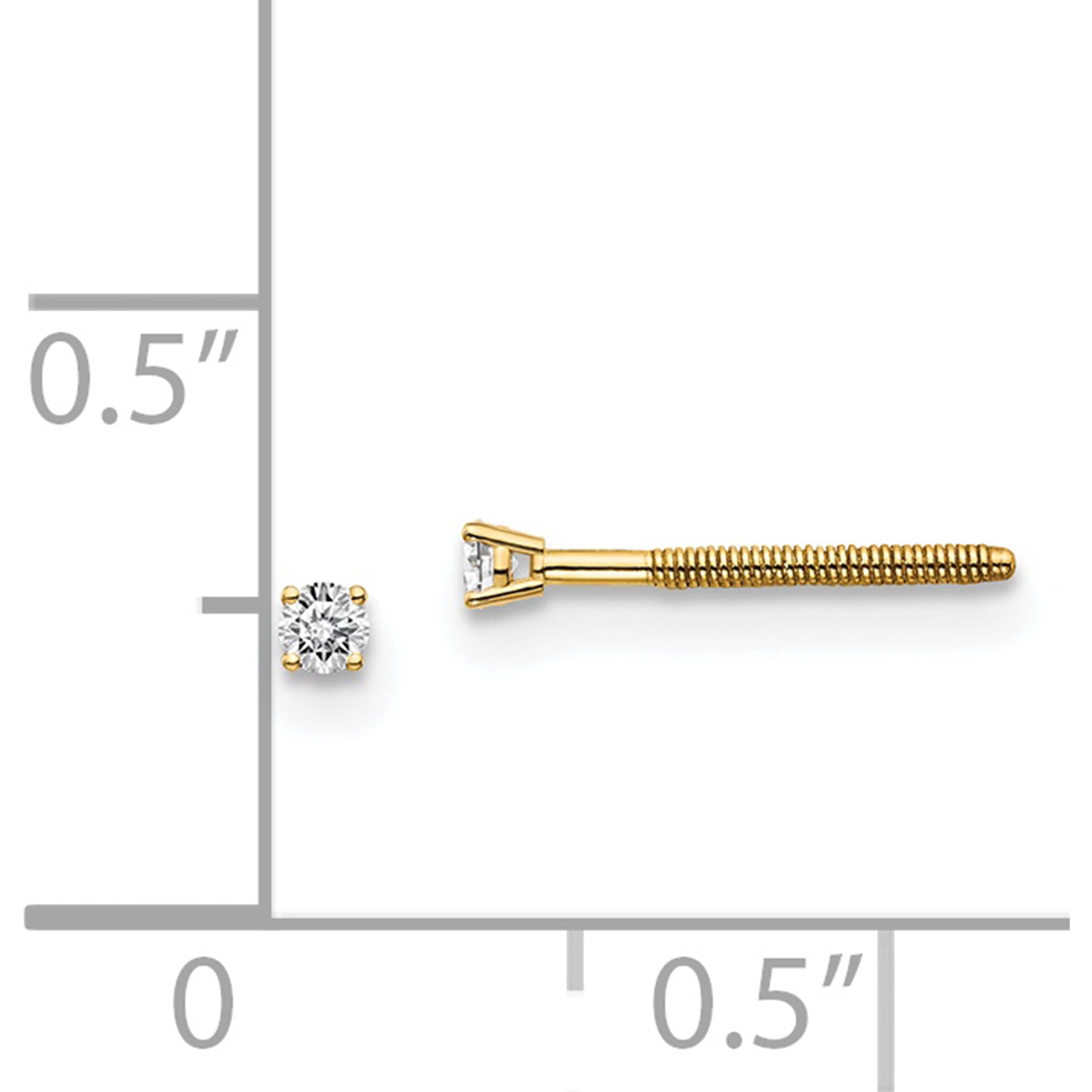 14K Yellow Gold 14Ky .05Ct. Vs2/Si1 G-I Diamond Stud Thread On/Off Post Earrings (1.7 X 1.7) Made In United States st4-5