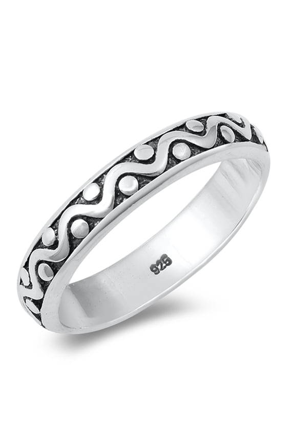 Wavy Oxidized Ring .925 Sterling Silver Band Jewelry Female Male Unisex Size 5