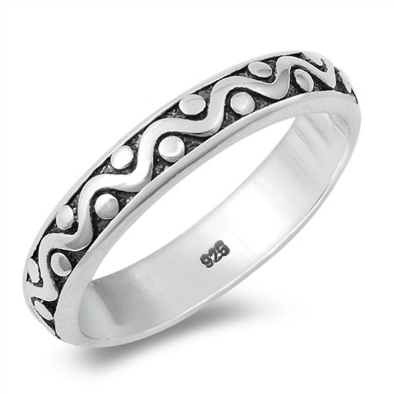 Wavy Oxidized Ring .925 Sterling Silver Band Jewelry Female Male Unisex Size 5
