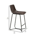 thumbnail image 5 of 26 Inch Set of 2 Counter Stool Chairs Padded Dark Brown Faux Leather - Saltoro Sherpi, 5 of 6