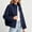 Navy, variant on Womens Oversized Funnel Neck Bomber Puff Jacket Windproof Waterproof Lightweight Shacket Spring Fall Outerwear
