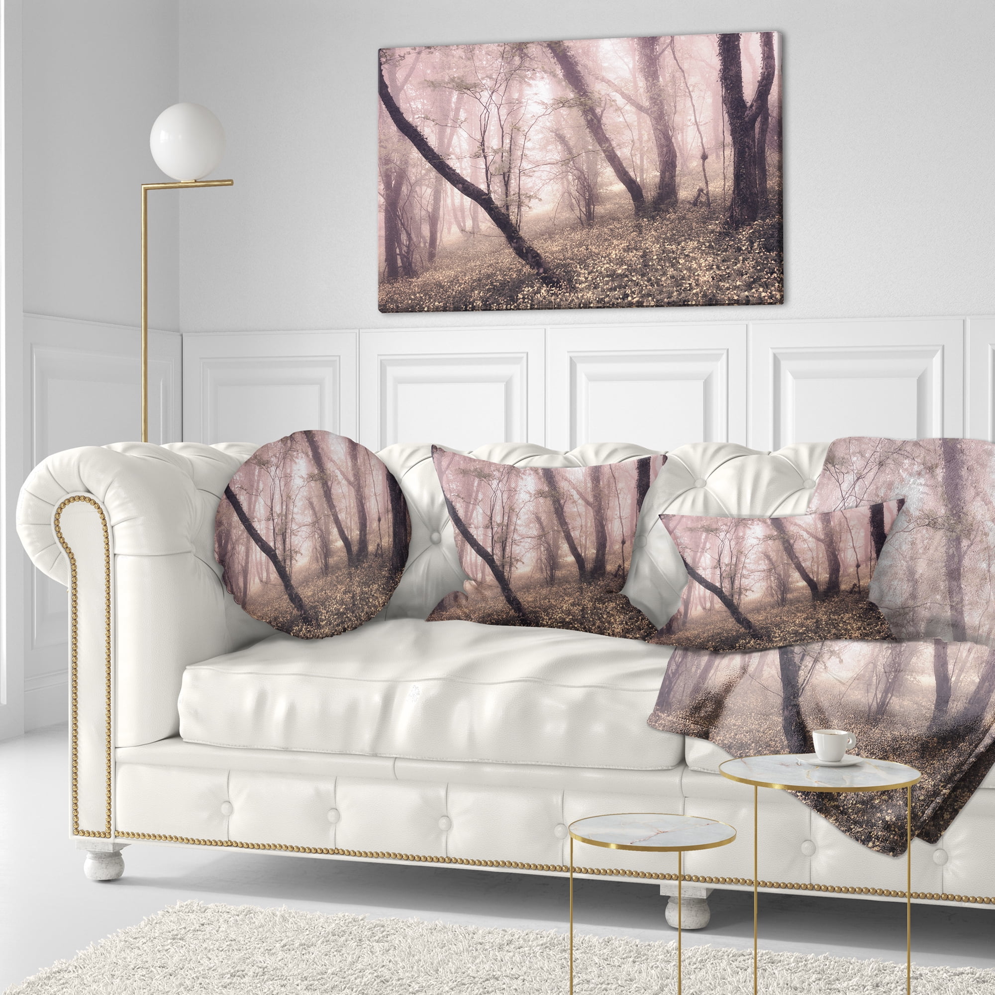 Designart Vintage Autumn Landscape - Contemporary Throw Pillow - 12x20