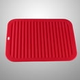 thumbnail image 3 of FRCOLOR Wave Pattern Insulation Mat Kitchen Storage Dish Cup Drying Rack Holder Drainer Dryer Tray Tableware Water Drainning Tool(Red), 3 of 4