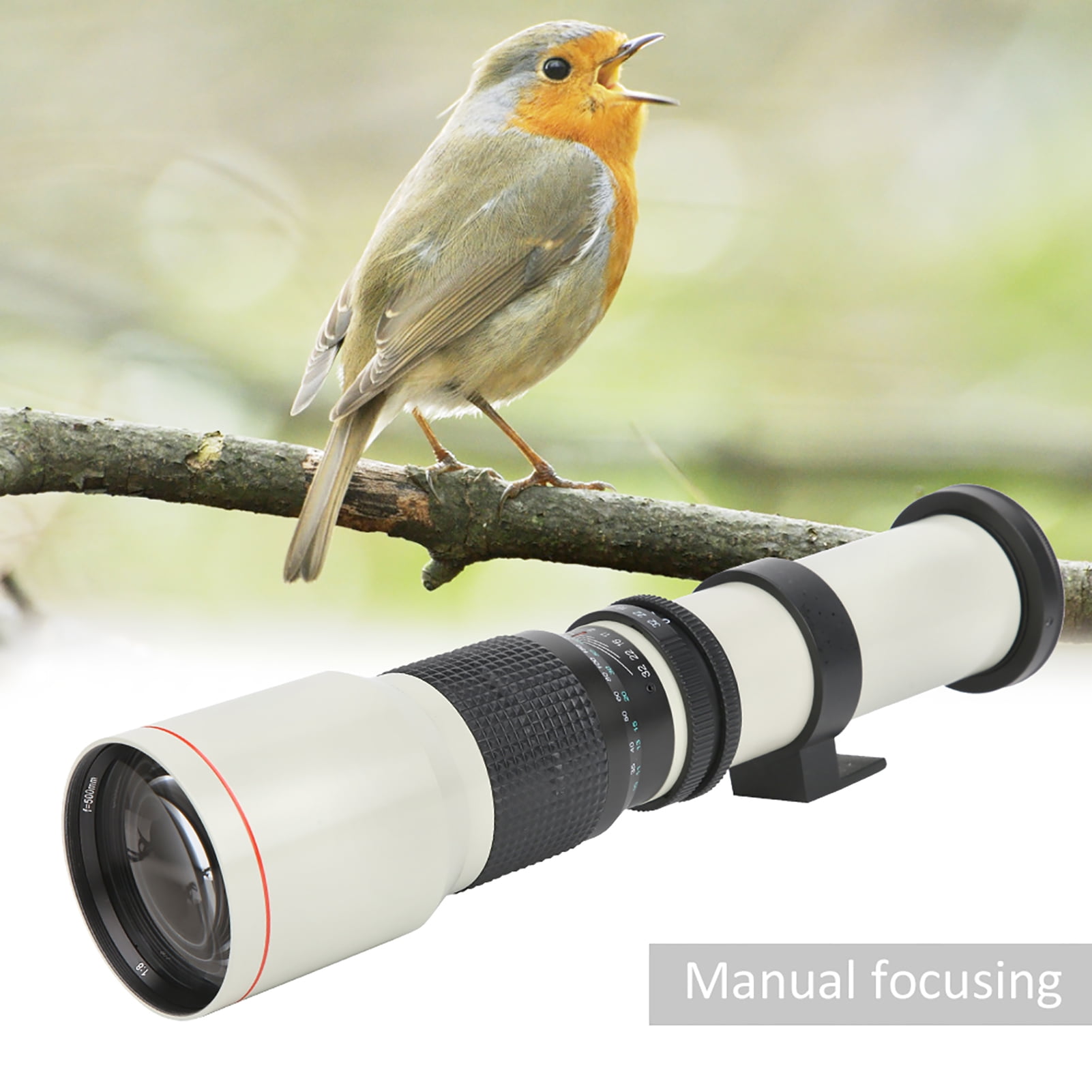 Camera Telephoto Lens, 500mm Telephoto Lens Manual Focusing For Wild