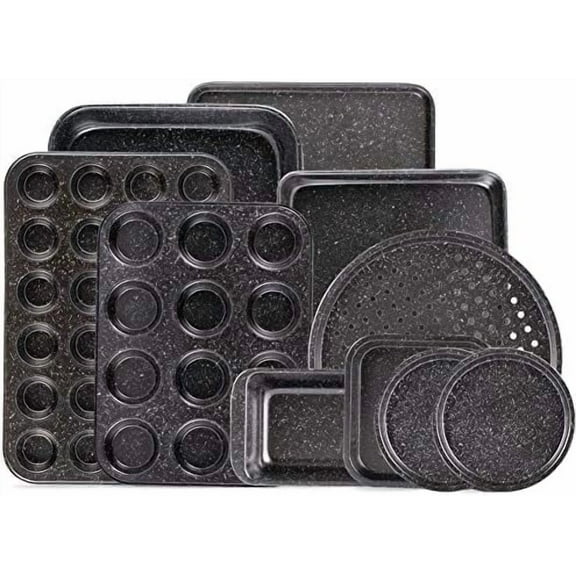 10-Piece Nonstick Baking Set With Baking Pan, Cookie Sheet Set, Cake /Muffin Pan, and Pizza Pan, 10-Piece Set Bakeware Sets (Ceramic Coated Black)$$Home Decor, Kitchen, & Other