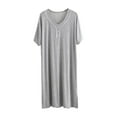 thumbnail image 2 of lkfuzj Men's Soft Cotton Polyester Sleepwear with Long Sleeve & Relaxed Fit, Breathable Lightweight Robe for Bedroom Home Gym Beach, Casual Solid Color Nightgown, 2 of 4