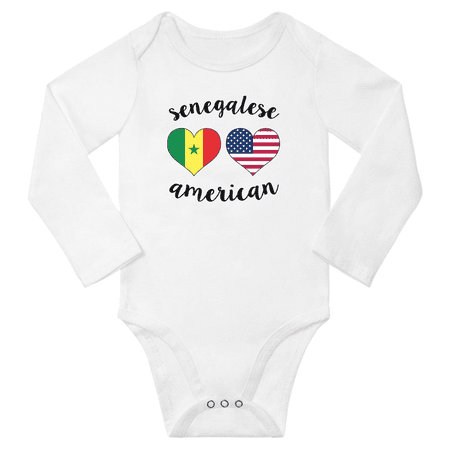 

Senegalese and American Love Heart Baby Long Slevve Bodysuits Unisex Gifts (White 6-12 Months)