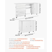 KFFKFF Folding Sewing Table with Cabinet, Versatile Sewing Machine Table Featuring Compact Design, Wheels, Wooden Pegs, Storage Compartments, Magnetic Door, Craft Workspace