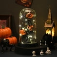 thumbnail image 6 of ZNNT Preserved Black Roses in Glass Dome Halloween Light-up Eternal Flower in Cloche with Skull Pumpkin Statue for Home Kitchen Mantel Tabletop Decor _Clearance Desktop Figurine, 6 of 7