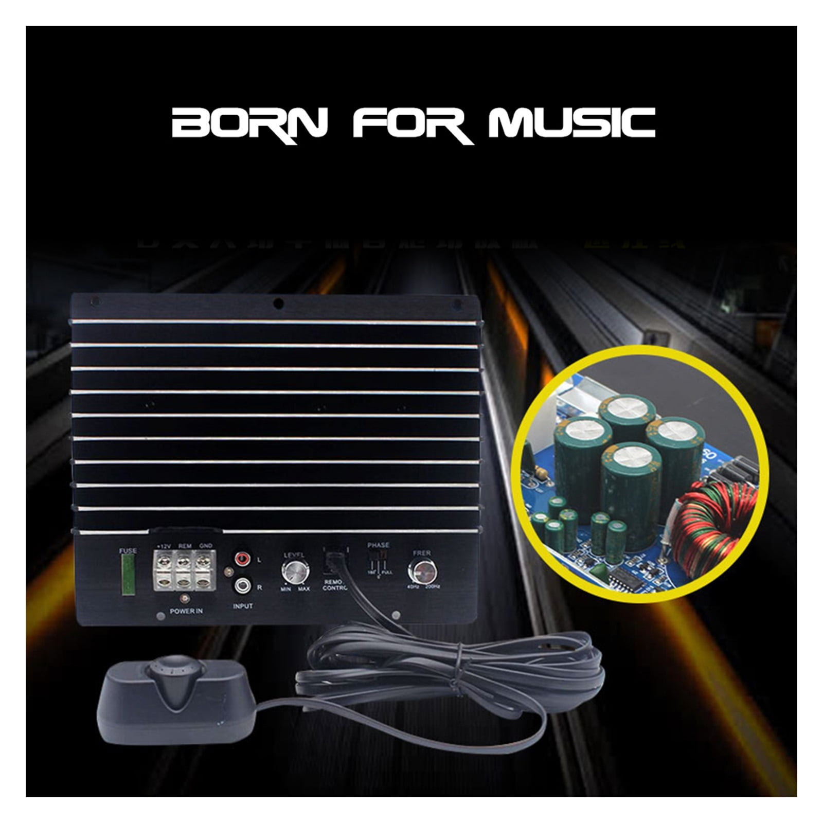 12V 1500W Mono Car Amplifier Powerful Bass Subwoofer Amplifier Board Player Automotive Amplifier Module 3D Crystal Power