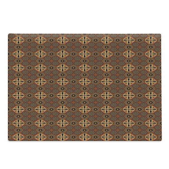 Aboriginal Cutting Board, Classic Inspired Pattern with Traditional Flowers Motif, Decorative Tempered Glass Cutting and Serving Board, in 3 Sizes, by Ambesonne
