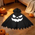 thumbnail image 5 of Arlun Halloween Pumpkin Face Capes for Kids Funny Cute Spooky Ghost Hooded Cape Boys and Girls Soft Cozy Loose Sawtooth Hem Capelet for Dress up Cosplay Party C-Black XS, 5 of 6