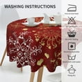 thumbnail image 5 of Christmas Tablecloth 60 Inch Round Gold Love Heart Shape Red Snowflakes Tablecloths Fabric Farmhouse Xmas Winter Holiday Table Cloth Decorative for Picnic Party Home Indoor Outdoor, 5 of 6