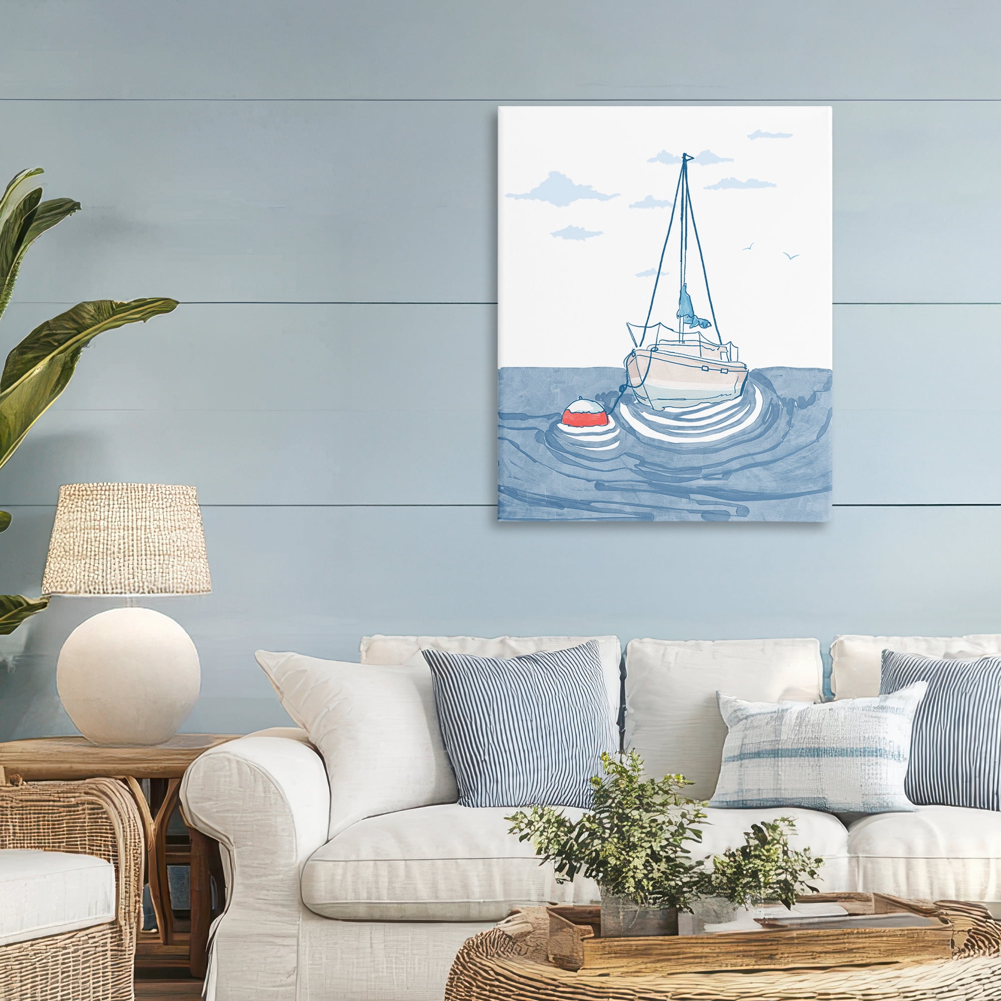 Stupell Industries Cool Tone Sailboat Floating Canvas Wall Art, design by Melissa Tilley