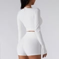thumbnail image 4 of SWSMCLT Women's Long Sleeve Crop Top Quick Dry Halter Strappy Padded Gym Tshirt with Built-in Bra Yoga Shirt Ribbed Workout Cropped Top White 8, 4 of 4