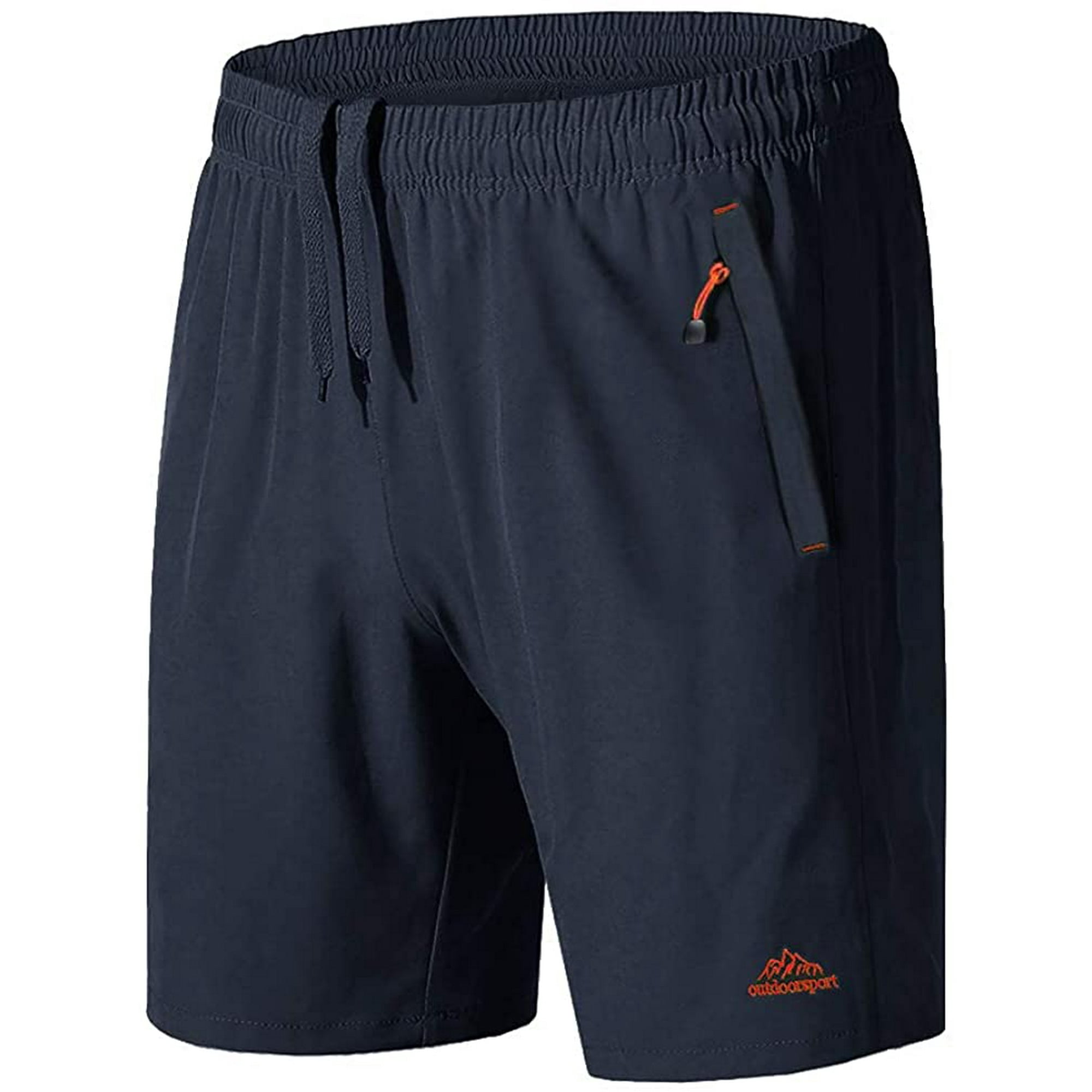Men s Workout Running Shorts with Zipper Pockets Quick Dry Lightweight Breathable Gym Shorts Walmart
