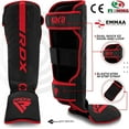thumbnail image 2 of RDX Shin Guards for Kickboxing, Muay Thai, Maya Hide Leather KARA Instep Foam Protection, Red, Large, 2 of 8