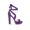 thumbnail image 3 of BLISSFUL STEP Women's Lace Up Platform Block Heel Sandals Purple (Size 9), 3 of 7