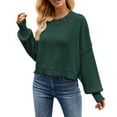 thumbnail image 2 of Sanbonepd Womens Sweaters Fall Winter Loose Cropped Pullover Cotton Fashion Crewneck Sweater, 2 of 5
