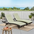 thumbnail image 2 of Noble House Salem Fabric Chaise Lounge Cushions in Green/White (Set of 2), 2 of 10