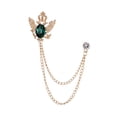 thumbnail image 3 of Broche de solapa jinwen traje metal con cadena Oro y verde, 3 of 8