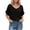 Black, variant on Womens Gauze Tops Summer Casual Short Sleeve V Neck Cotton Linen Blouse Solid Color Textured Tunic Tees