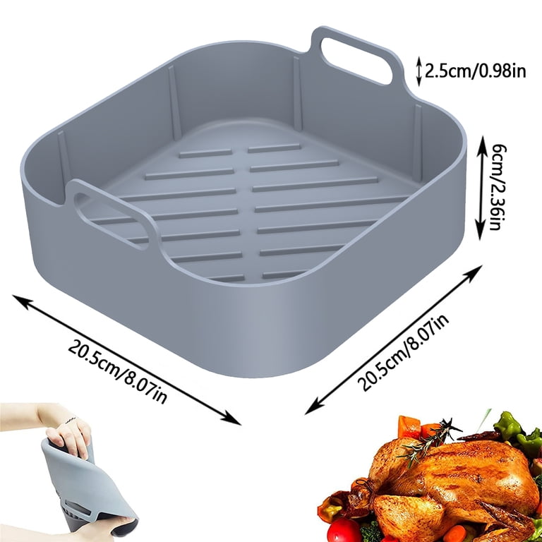 Square Silicone Air Fryer Liners 8 Inch Reusable 2 Pack photo 2