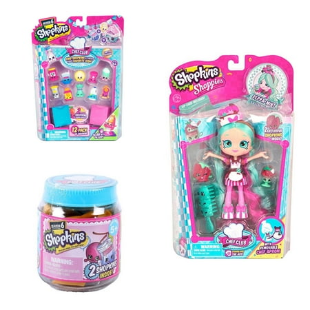 Shopkins Season 6 Chef Club PeppaMint Shoppie Doll, 12 Pack and Blind Jar Bundle