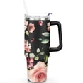 thumbnail image 2 of 40oz Pioneer Tumbler with Handle Lid and Straw,Colorful Floral Tumblers Gifts for Women Girls Men Adults（Black）, 2 of 7