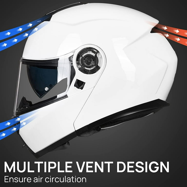Flip Up Motorhelm Dual Vizier Zon Shield Modulaire Motocross DOT Goedgekeurde Helmen Xl Wit 1973380402