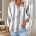 thumbnail image 4 of Njagoc3 Womens V - Neck 3/4 Sleeve Top, Black - White Vertical Stripe Print Shirt, Classic for Office Days, 4 of 6
