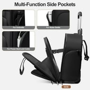 TIAWOLT Multi-functional 16-Inch Underseat Carry on Luggage With Wheels Softside Lightweight Compact Travel Business Suitcase bag for Pilots and Crew,Black