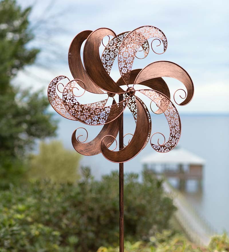 Copper-Colored Metal Wind Spinner for Gardens by Problem Solvers