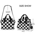 thumbnail image 4 of joogoo White and Black Checkered Grid Art Pattern Insulated Lunch Bags Reusable Cooler Box with Shoulder Strap, 4 of 6