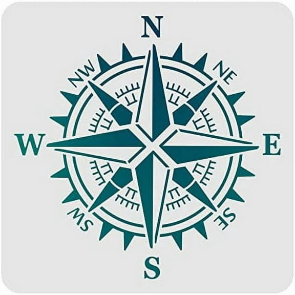 Compass Stencils Wall Decoration Template 11.8x11.8 inch Plastic Compass Drawing Painting Stencils Square Reusable Stencils for Painting on Wood Walls Fabric Airbrush