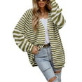 thumbnail image 2 of Liacowi Women Juniors Knit Cardigan Long Sleeve Sweater Striped Knitwear Coat Fall Casual Tops Loose Outwear for Teen, 2 of 9