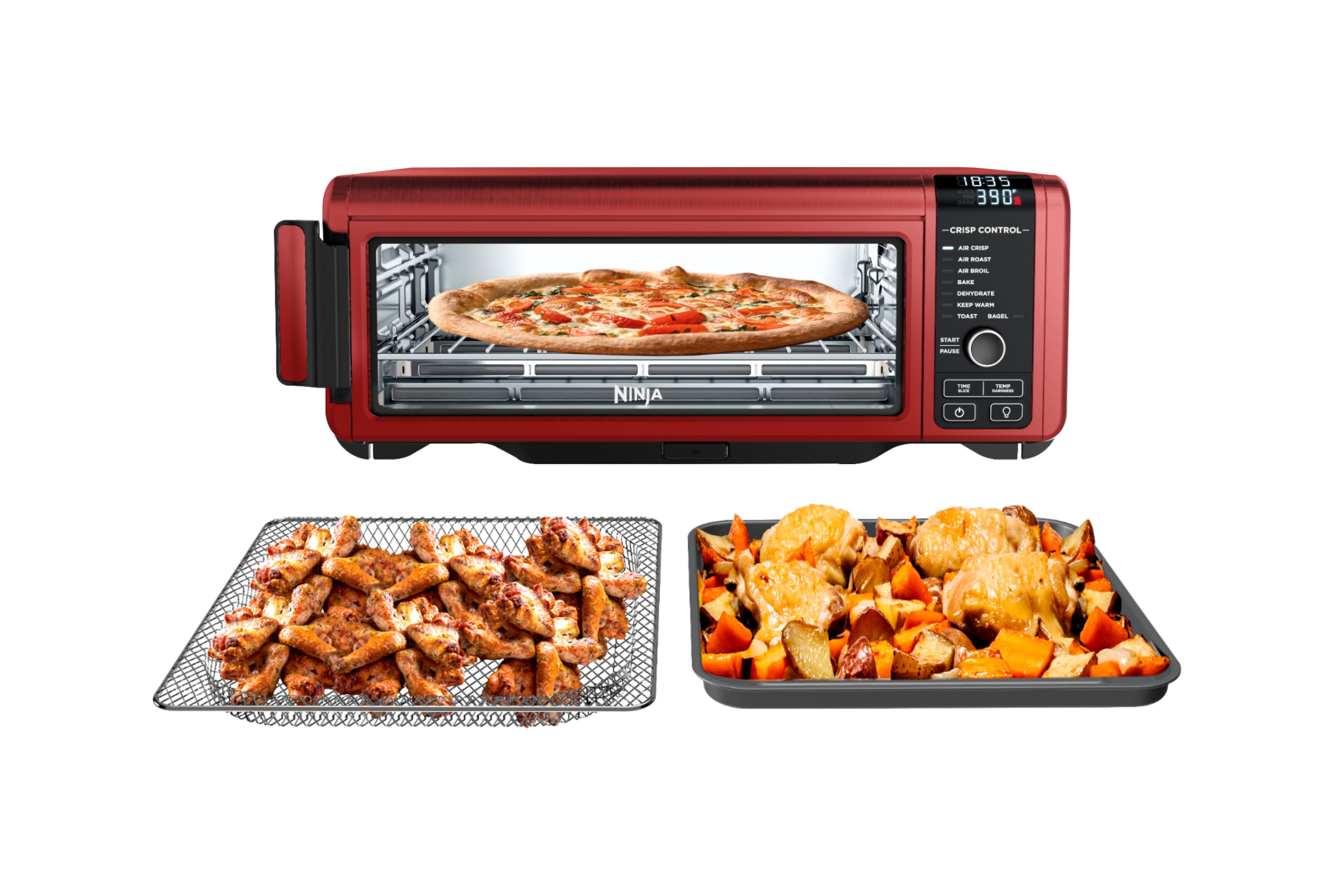 Ninja Foodi Digital Air Fry Oven 1800 W Toast Air Fry Convection Roast  Broil Bake Bagel Dehydrate Keep Warm Pizza Stainless Black Silver - Office  Depot