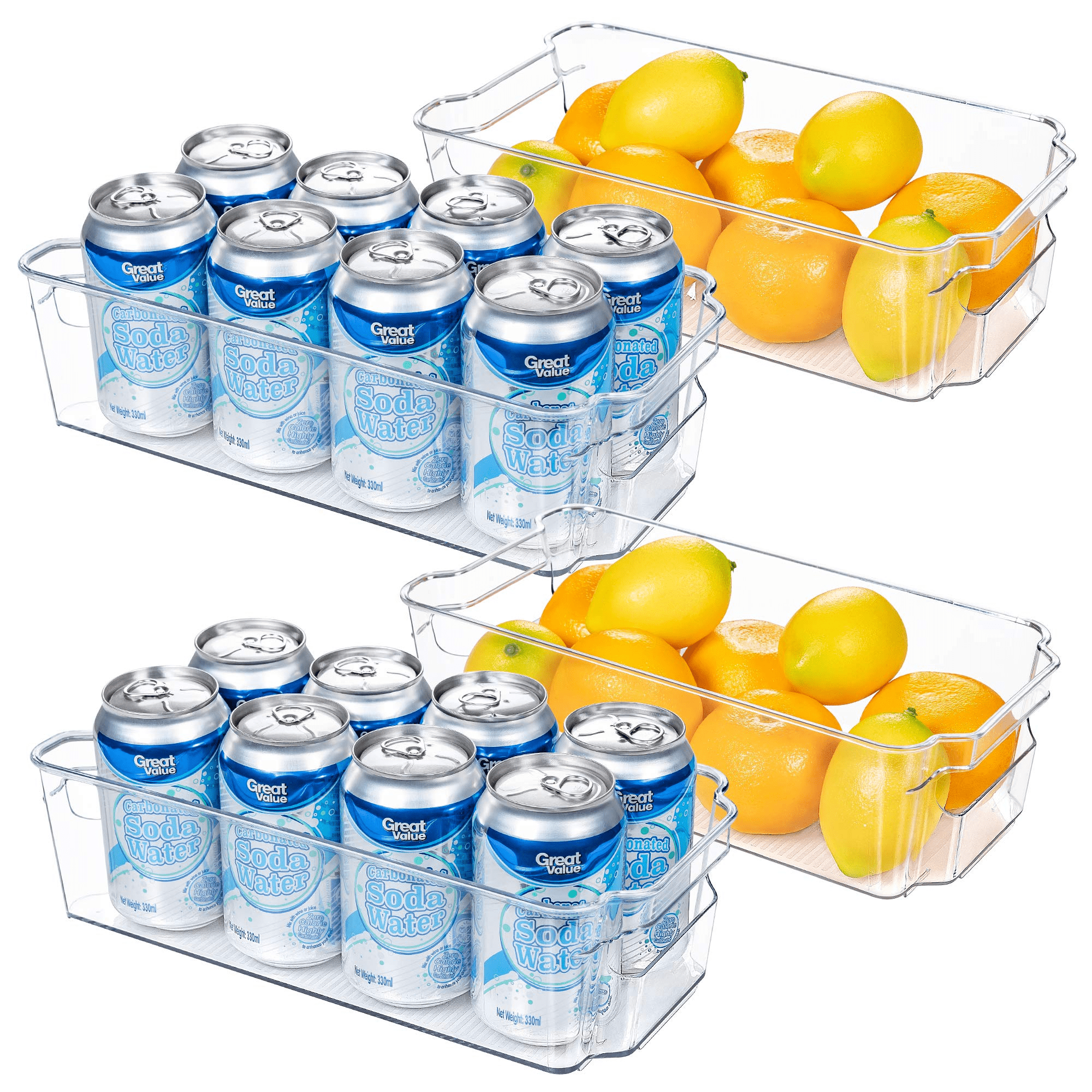 HOOJO Refrigerator Organizer Bins - 2pcs Clear Plastic Bins For Fridge,  Freezer, Kitchen Cabinet, Pantry Organization and Storage, BPA Free Fridge  Organizer, 12.5 Long-Medium