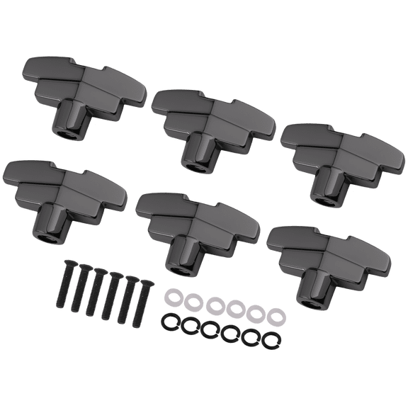 LOOKSEVEN 1 Set (6Pcs) Guitar Tuning Peg Button Machine Head T-Shaped Buttons-Gun Black