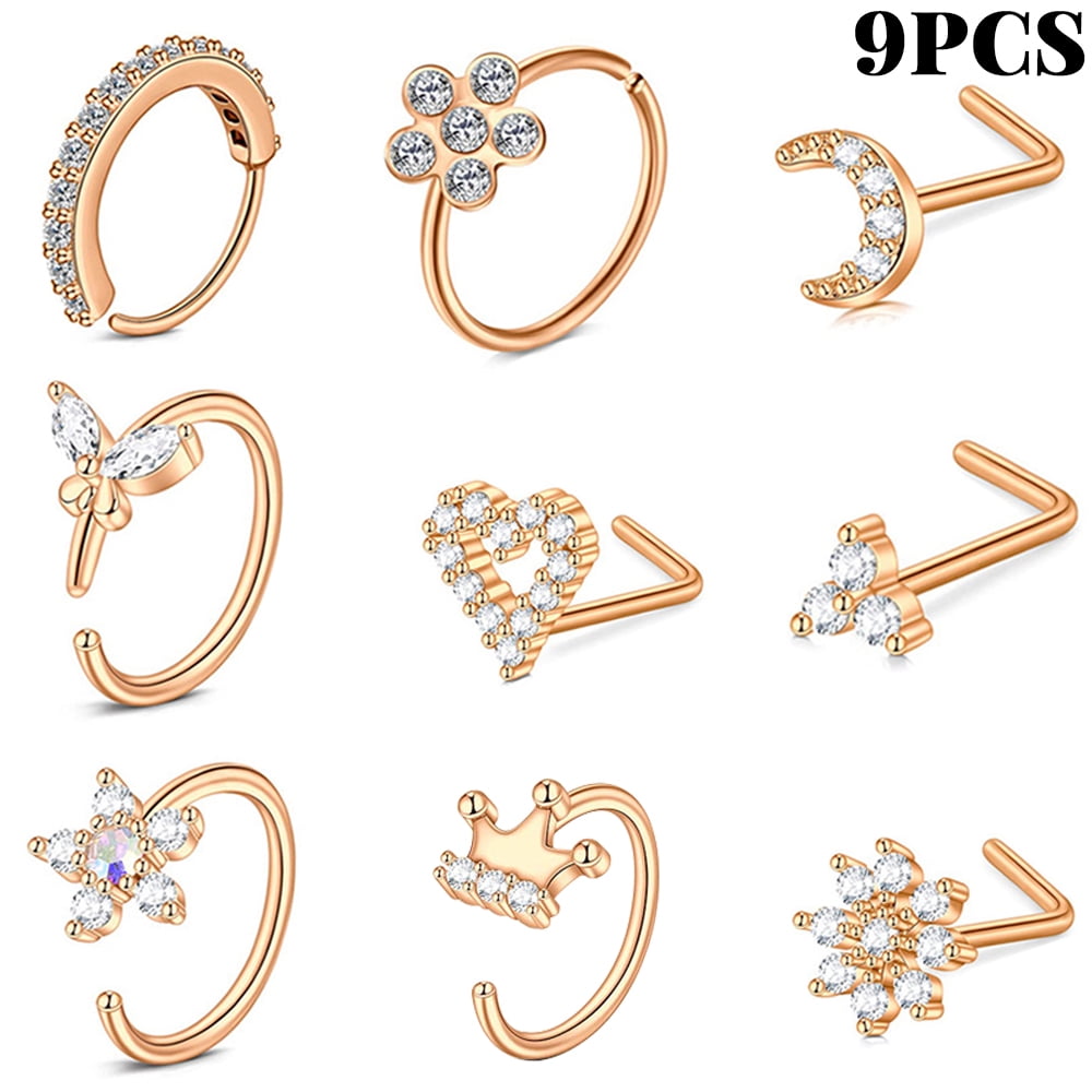 Gold Nose Piercing Jewelry, GIUGT Real Nose Rings, Hypoallergenic