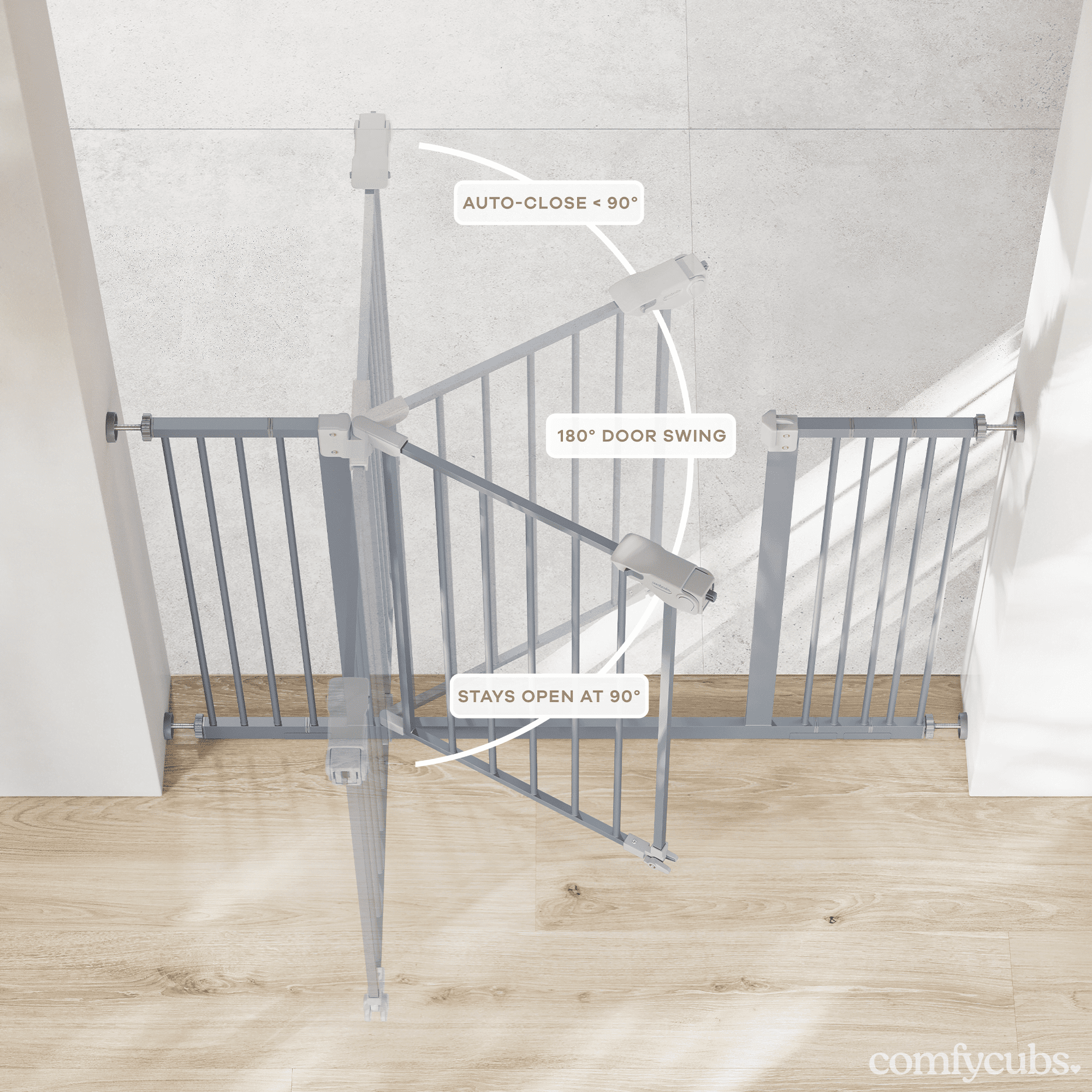 Comfy Cubs Baby Safety Gate - 3 Extensions 42"x1.9"x30", Adjustable Q195 Steel Gate (Pacific Blue)
